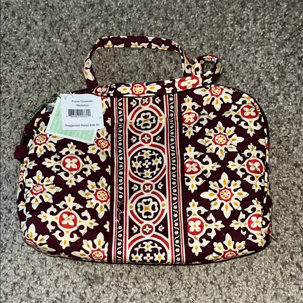 Vera Bradley Red and Yellow Cosmetic Bag Quilted Design